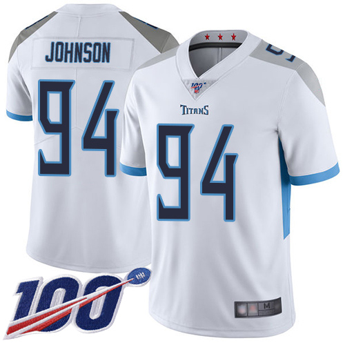 Tennessee Titans Limited White Men Austin Johnson Road Jersey NFL Football #94 100th Season Vapor Untouchable